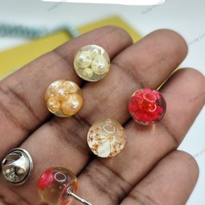 Aqua Flower & Pearl Brooch 4 piece full set