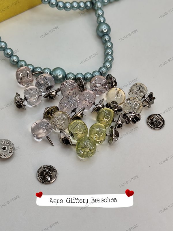 aqua glittery pearl brooch 2